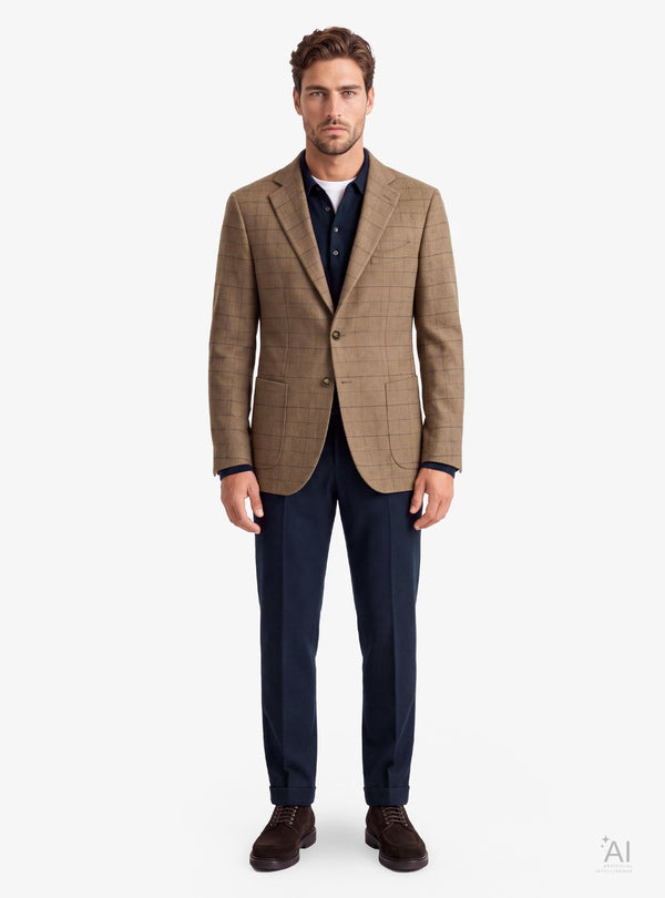 Giacca uomo a quadri con chiusura monopetto e revers classico - Fusaro Antonio dal 1893 - Fusaro Antonio