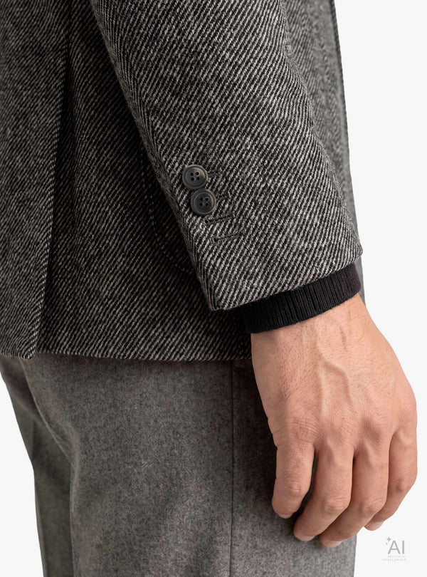 Giacca uomo monopetto twill con bavero impunturato grigio - Fusaro Antonio dal 1893 - Fusaro Antonio