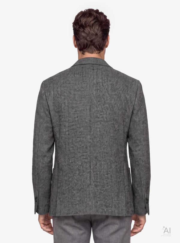 Giacca uomo monopetto twill con bavero impunturato grigio - Fusaro Antonio dal 1893 - Fusaro Antonio