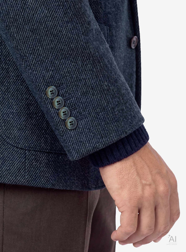 Giacca uomo monopetto twill con bavero impunturato grigio - Fusaro Antonio dal 1893 - Fusaro Antonio