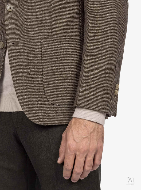Giacca uomo monopetto twill con bavero impunturato grigio - Fusaro Antonio dal 1893 - Fusaro Antonio