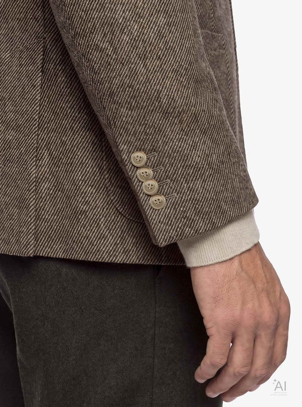Giacca uomo monopetto twill con bavero impunturato grigio - Fusaro Antonio dal 1893 - Fusaro Antonio