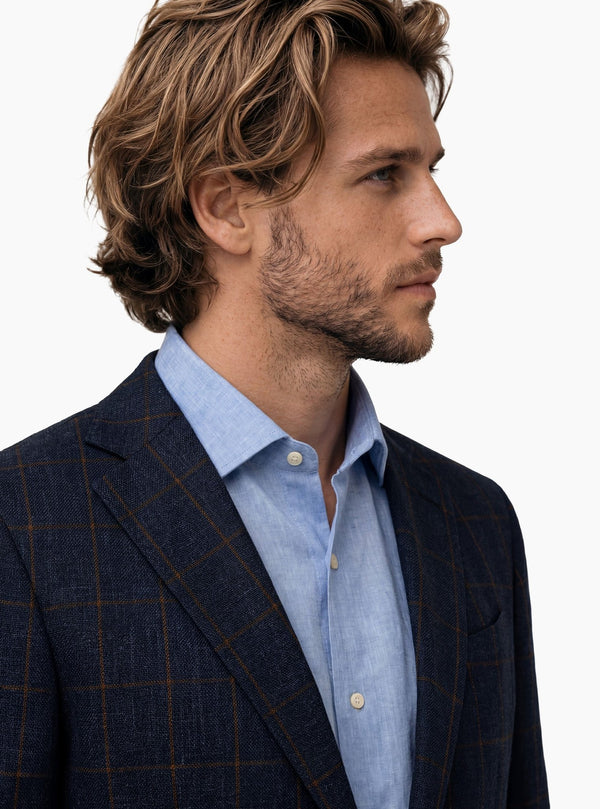 Giacca Uomo Quadro Misto Lino - Fusaro Antonio dal 1893 - Fusaro Antonio