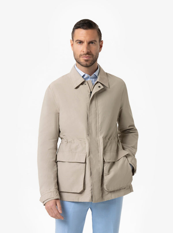 Giubbino Sahariana Uomo in Nylon Ecru e Navy Primavera/Estate - Fusaro Antonio dal 1893 - Fusaro Antonio