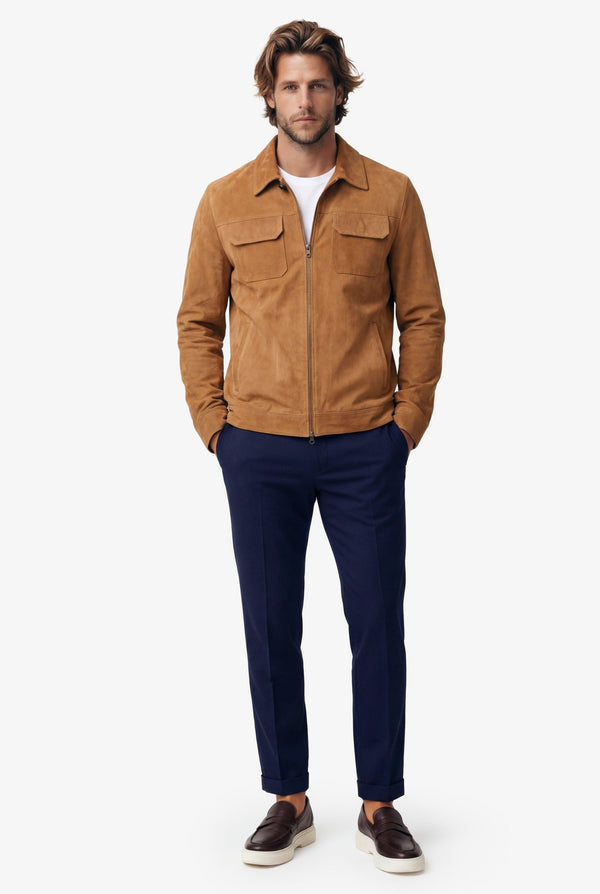 Giubbino Uomo Zip in Camoscio - Fusaro Antonio dal 1893 - Fusaro Antonio