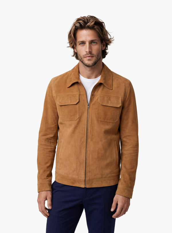 Giubbino Uomo Zip in Camoscio - Fusaro Antonio dal 1893 - Fusaro Antonio