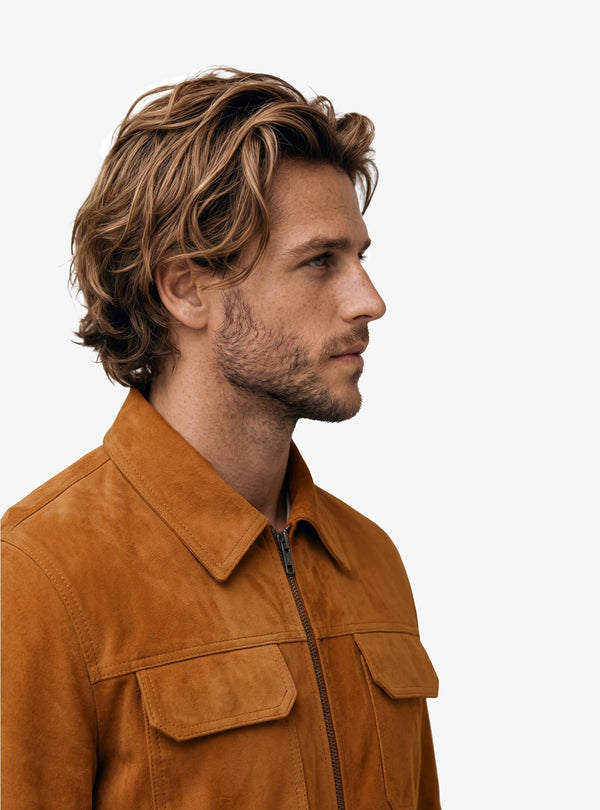 Giubbino Uomo Zip in Camoscio - Fusaro Antonio dal 1893 - Fusaro Antonio