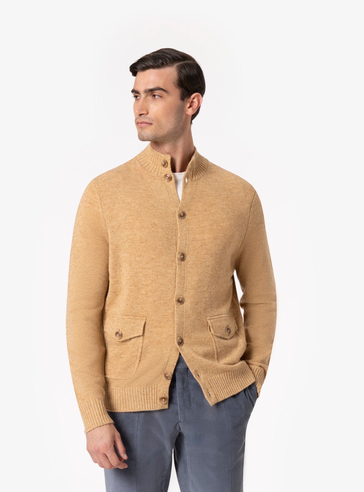 Colorblock Cardigan Uomo Con Collo Alto In Pile: Casual, Slim Fit, Con Cerniera