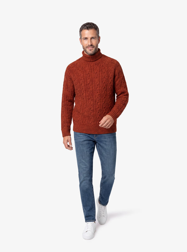 Maglia collo alto treccia uomo disponibile nei colori cotto e moro – COTTO