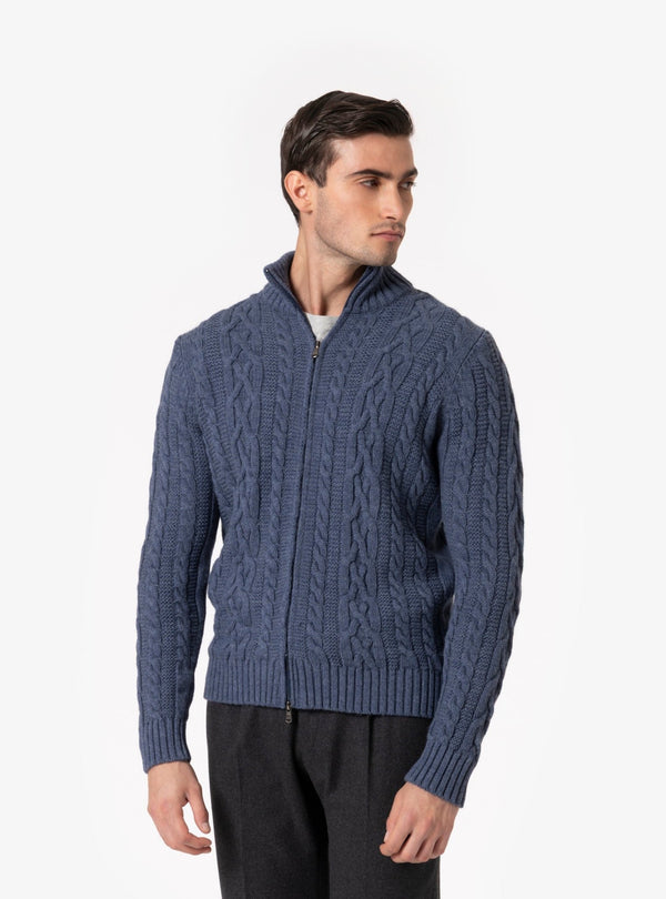 Luserna – Cardigan Uomo con Zip in Misto Lana - Fusaro Antonio dal 1893 - Fusaro Antonio