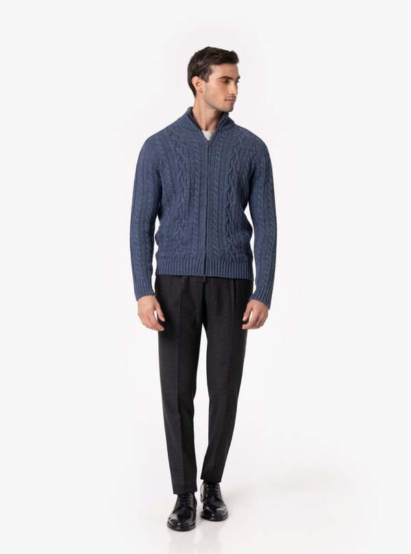 Luserna – Cardigan Uomo con Zip in Misto Lana - Fusaro Antonio dal 1893 - Fusaro Antonio