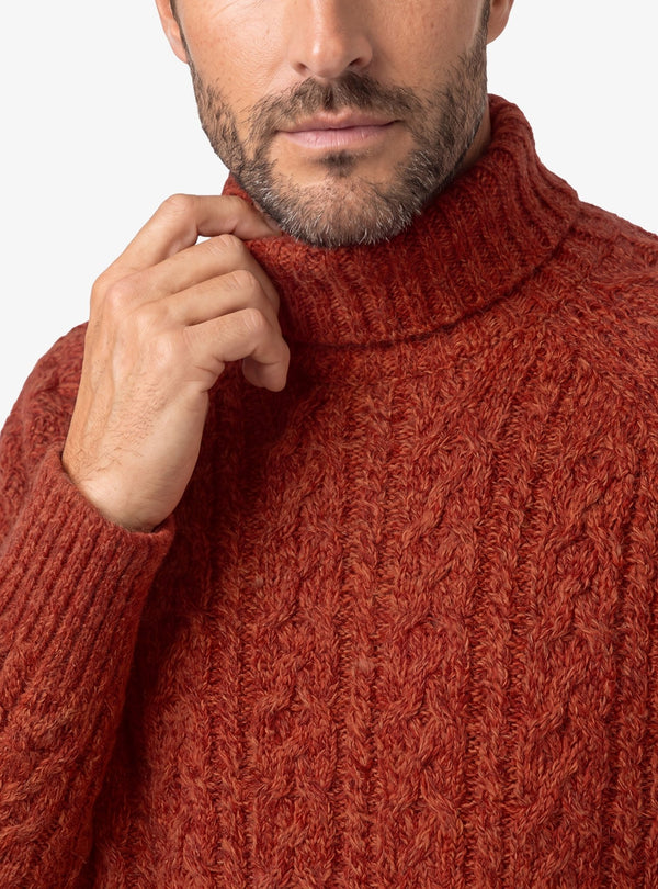 Maglia collo alto treccia con lavorazione intrecciata visibile - Fusaro Antonio dal 1893 - Fusaro Antonio