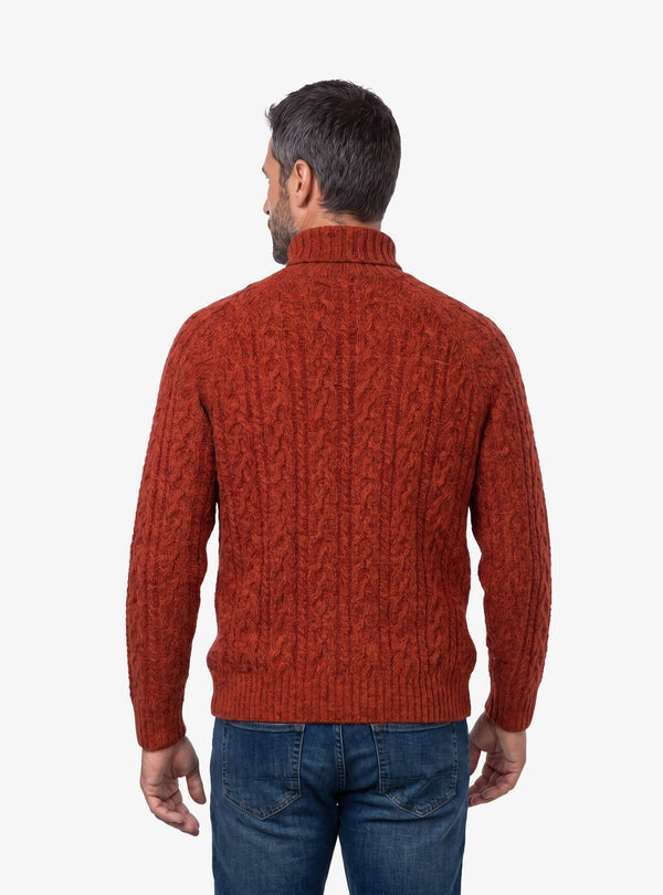 Maglia collo alto treccia con lavorazione intrecciata visibile - Fusaro Antonio dal 1893 - Fusaro Antonio