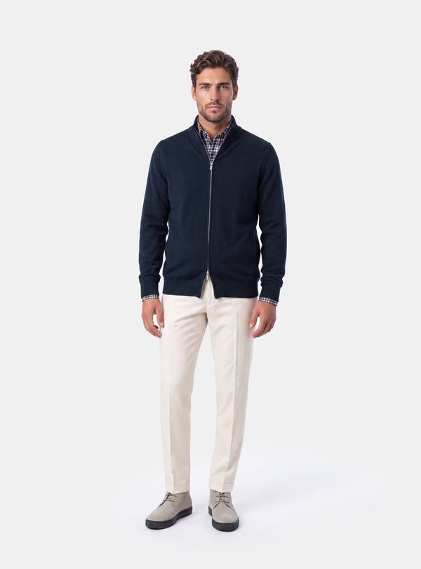 Maglia Full-Zip Uomo in Cotone Misto Cashmere - Fusaro Antonio dal 1893 - Fusaro Antonio