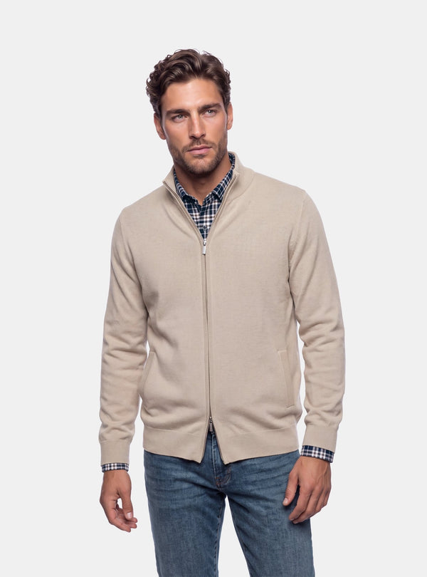 Maglia Full-Zip Uomo in Cotone Misto Cashmere - Fusaro Antonio dal 1893 - Fusaro Antonio