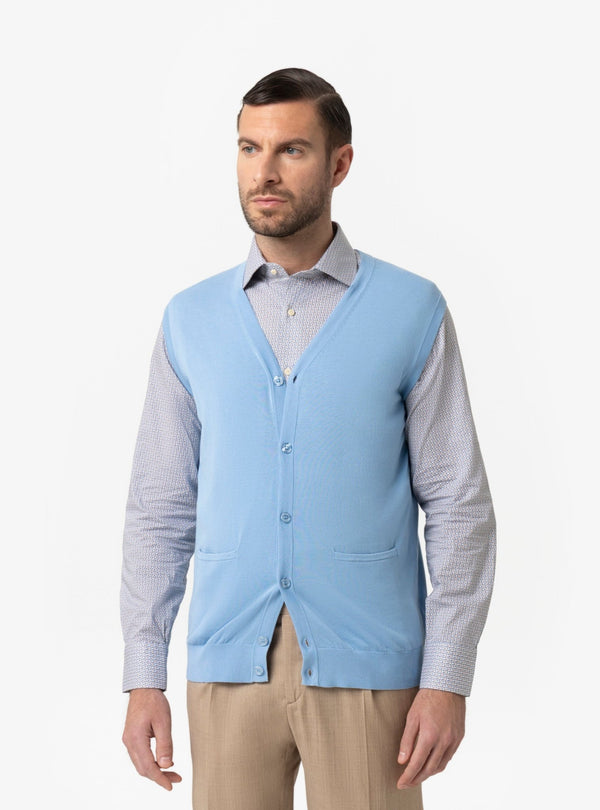 Maglia Gilet Uomo Blu, Celeste ed Ecru - Fusaro Antonio dal 1893 - Fusaro Antonio