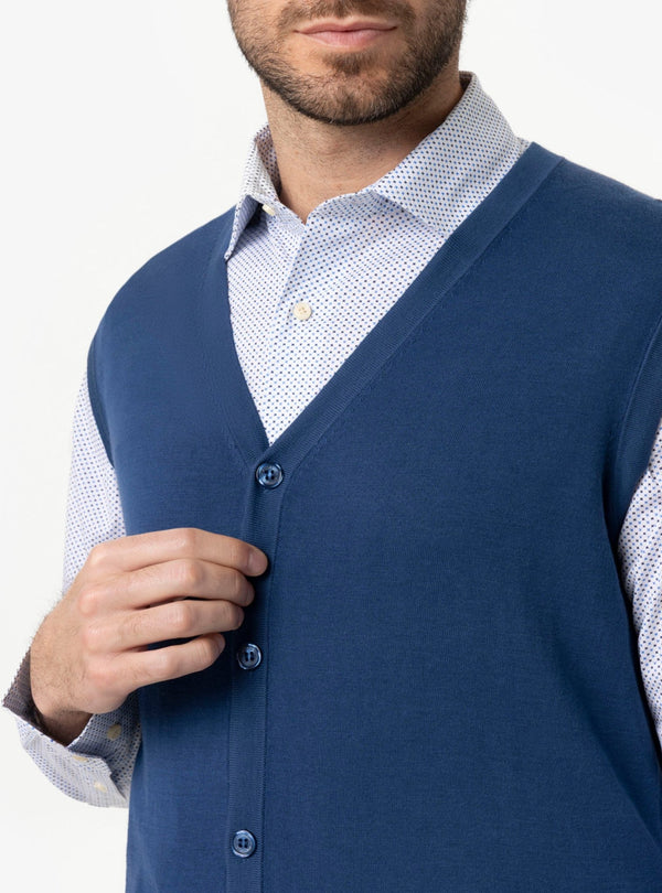 Maglia Gilet Uomo Blu, Celeste ed Ecru - Fusaro Antonio dal 1893 - Fusaro Antonio