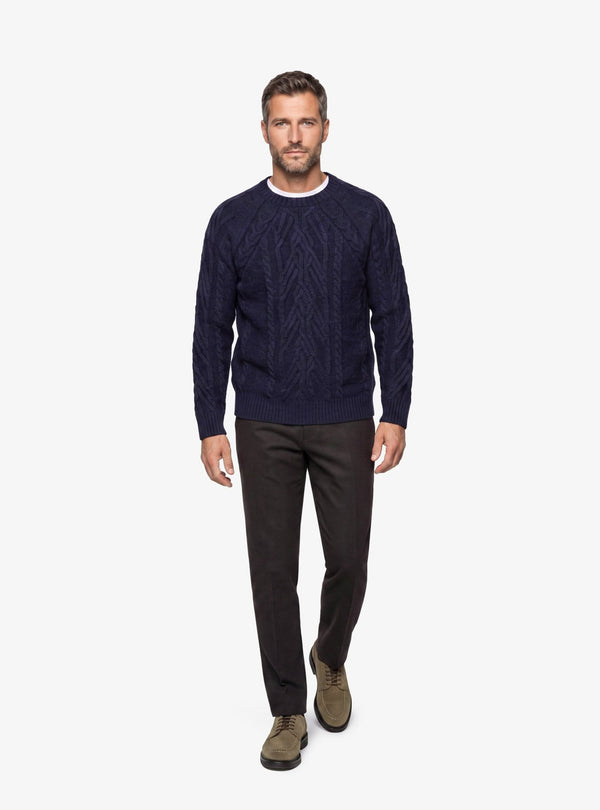 Maglia Girocollo Treccia Uomo in Misto Lana - Fusaro Antonio dal 1893 - Fusaro Antonio