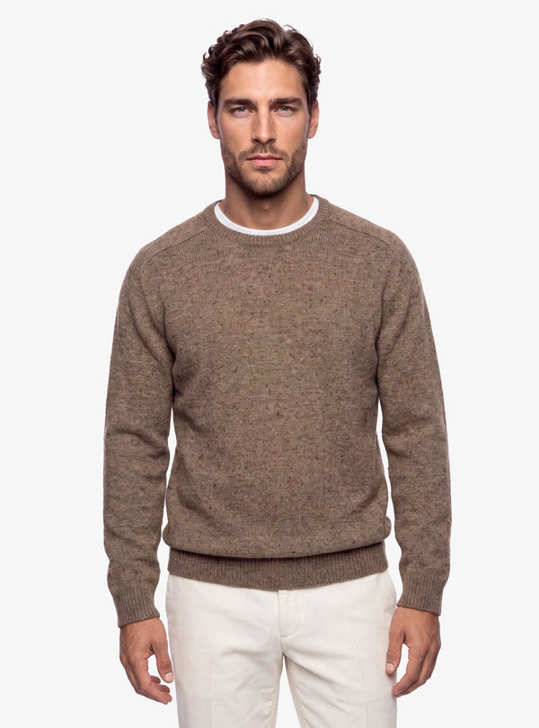 Maglia girocollo uomo con effetto Neps mélange e collo classico - Fusaro Antonio dal 1893 - Fusaro Antonio