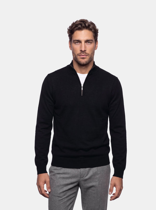 Maglione Uomo Mezza Zip in Lana Merinos - Fusaro Antonio dal 1893 - Fusaro Antonio