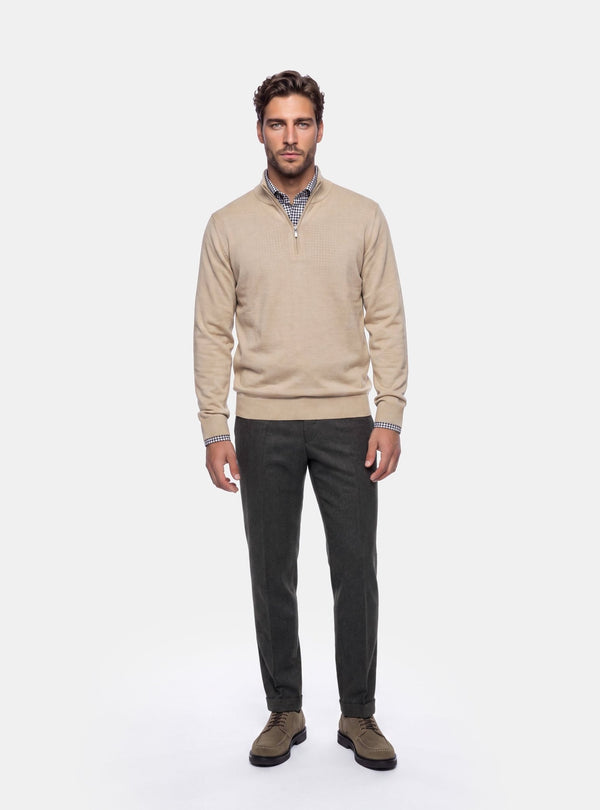 Maglione Uomo Mezza Zip in Lana Merinos - Fusaro Antonio dal 1893 - Fusaro Antonio