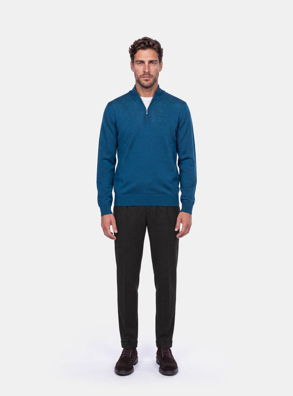 Maglione Uomo Mezza Zip in Lana Merinos - Fusaro Antonio dal 1893 - Fusaro Antonio