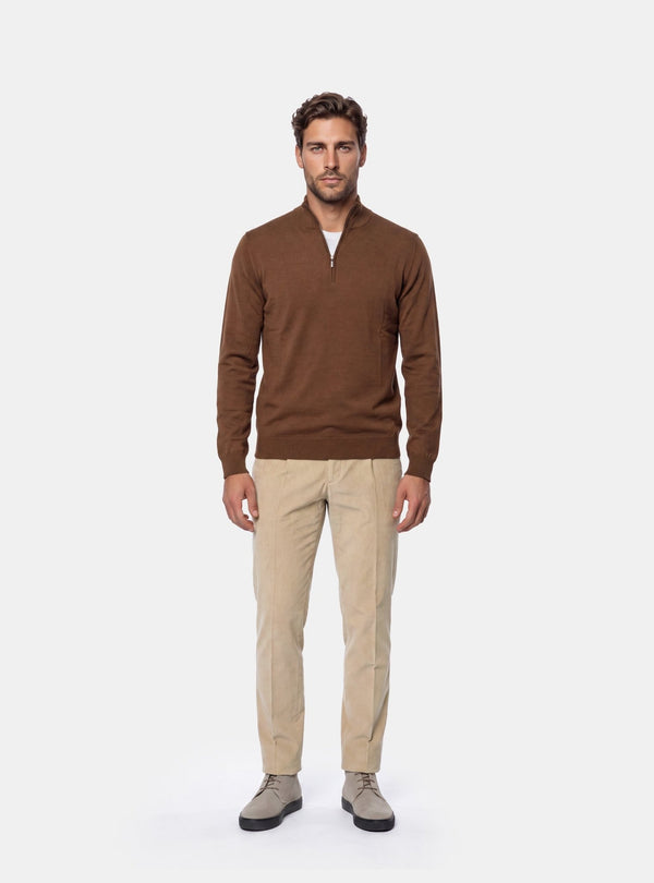 Maglione Uomo Mezza Zip in Lana Merinos - Fusaro Antonio dal 1893 - Fusaro Antonio