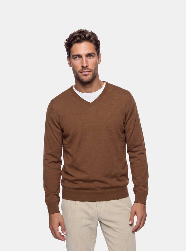 Maglione Uomo Scollo V in Lana Merinos - Fusaro Antonio dal 1893 - Fusaro Antonio