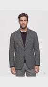 Giacca uomo twill grigio monopetto con bavero impunturato e dettagli sartoriali – GRIGIO – video