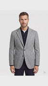 Giacca uomo Resca monopetto con bavero impunturato e tasche a pattina, texture tridimensionale beige. – GRIGIO – video