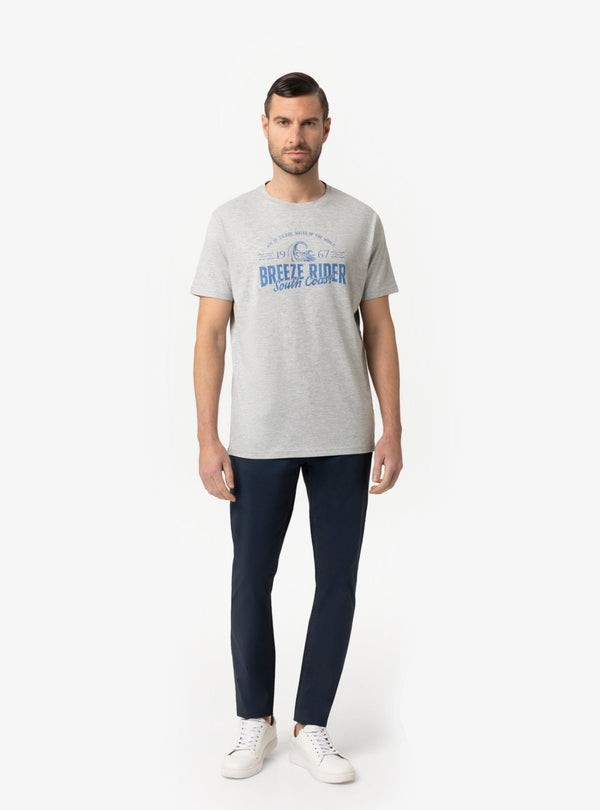 T-Shirt Uomo con Stampa in Cotone Bianco, Celeste, Grigio e Navy Primavera/Estate - Fusaro Antonio dal 1893 - Fusaro Antonio