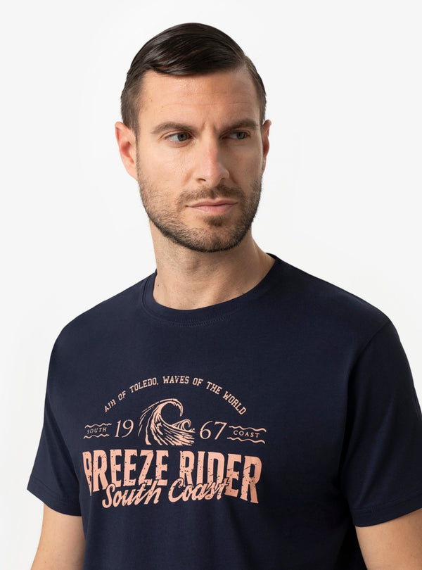 T-Shirt Uomo con Stampa in Cotone Bianco, Celeste, Grigio e Navy Primavera/Estate - Fusaro Antonio dal 1893 - Fusaro Antonio